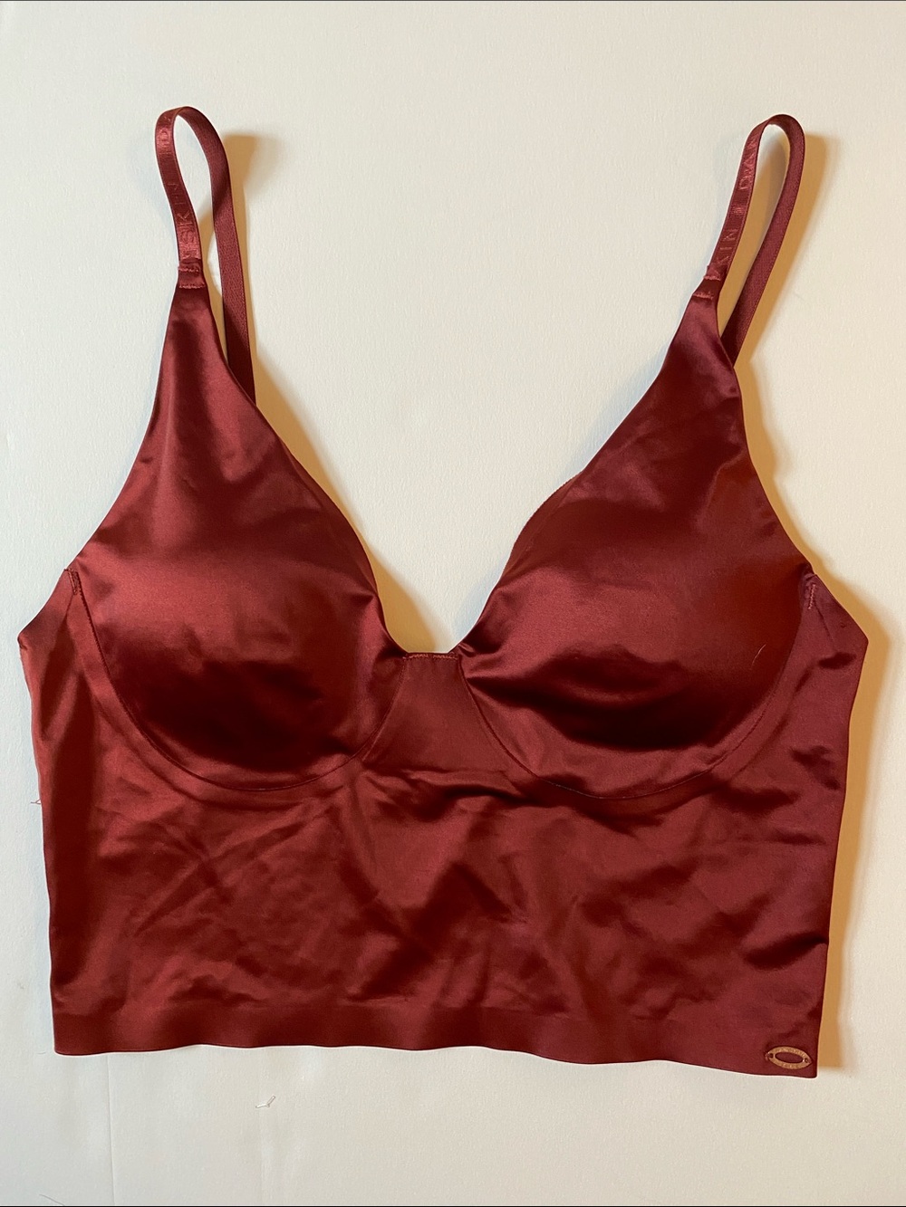 Danskin Intimates Longline Bra L Rust Satin Lace Style 6816-2B